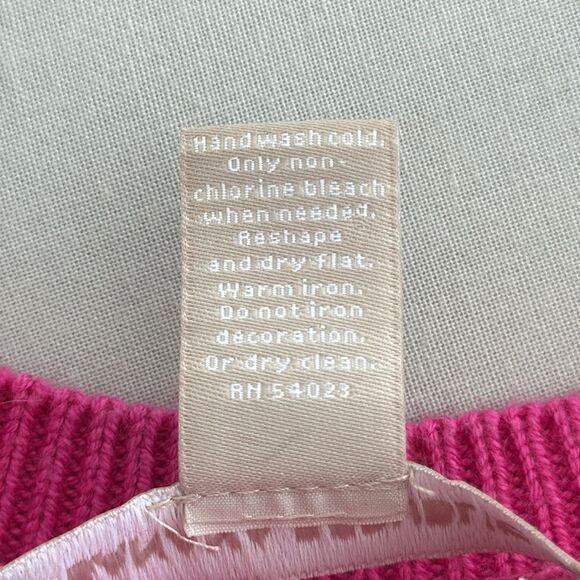 BANANA REPUBLIC Women’s Hot Pink Sequined Elbow Patch Crewneck Sweater Size… - Picture 8 of 11